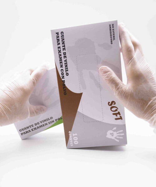 100 GUANTES VINILO SIN POLVO T/M