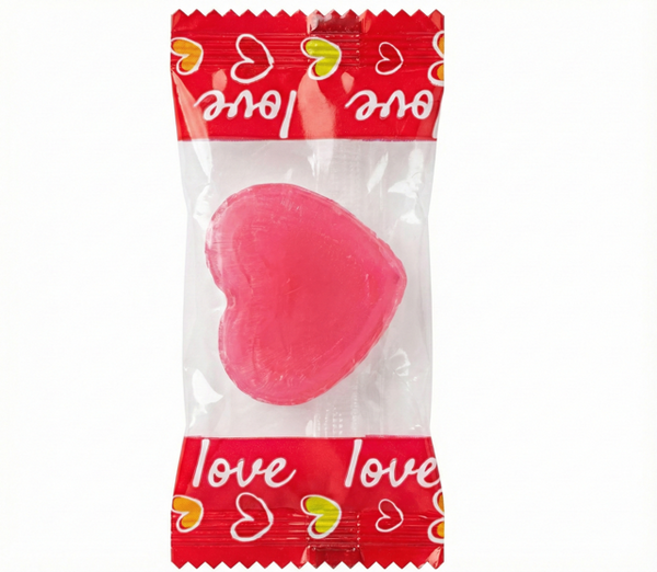 250 GOLOSINA DE CARAMELO ENVASADA BIENVENIDA EN FORMA DE CORAZON SABOR A FRESA