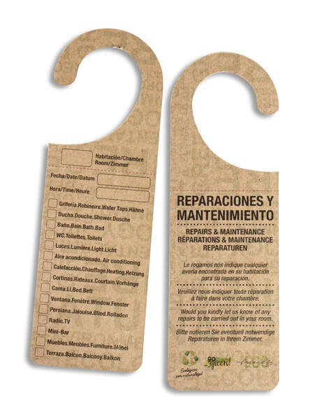 COLGADOR PUERTA AVISO REPARACIONES Y MANTENIENTO HABITACION BIO