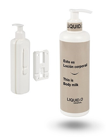 BODY MILK - SOPORTE INVISIBLE ANTIRROBO CON BOTELLA DISPENSADORA VACIA 300ML BODY MILK (3)