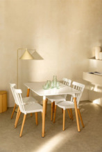 CONJUNTO DE MESA DE COMEDOR RECTANGUAL EN MADERA DE HAYA Y MDF (100X80cm) Y 4 SILLAS