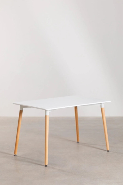 CONJUNTO DE MESA DE COMEDOR RECTANGUAL EN MADERA DE HAYA Y MDF (100X80cm) Y 4 SILLAS (1)