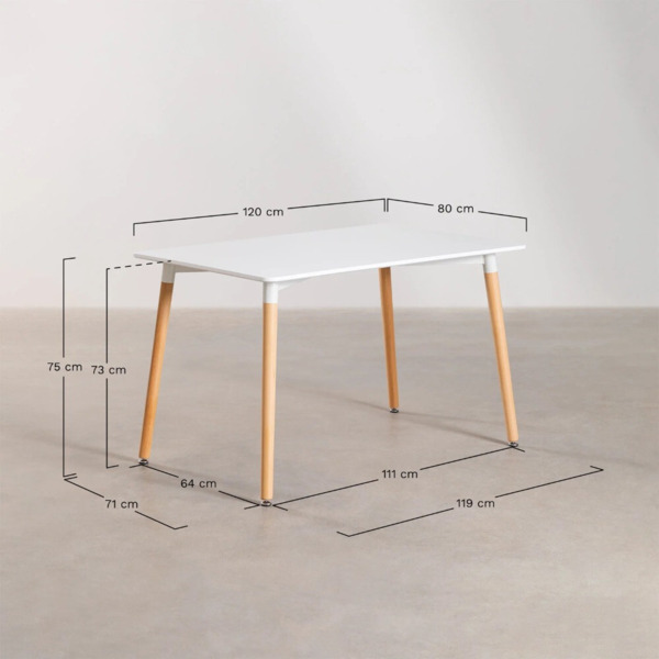 CONJUNTO DE MESA DE COMEDOR RECTANGUAL EN MADERA DE HAYA Y MDF (100X80cm) Y 4 SILLAS (10)