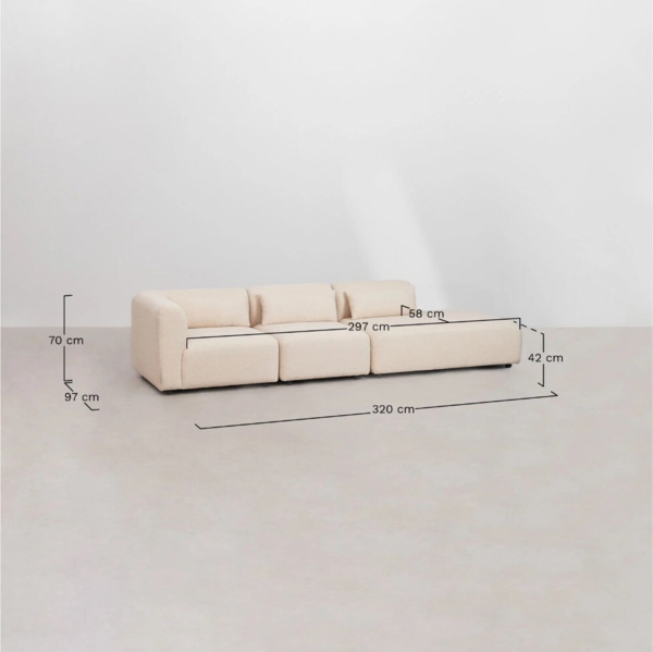 CONJUNTO SOFA MODULAR DE 3 PIEZAS CON DIVAN DERECHO COLOR MARRON CAMEL (8)