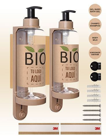 SOPORTE Y BOTELLA VACIA DISPENSADORA BIO 300 ML. (2)