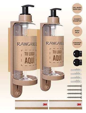 SOPORTE Y BOTELLA VACIA DISPENSADORA RAWGANICAL 300 ML (2)