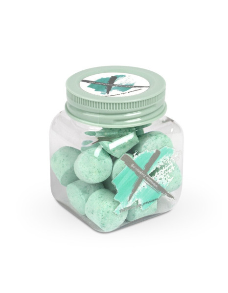 ENVASE CON MINI BOMBAS DE BAÑO DE VERBENA