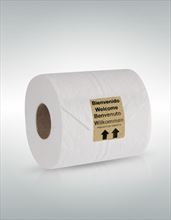 ETIQUETA DE PRECINTO DE GARANTIA PARA EL ROLLO PAPEL HIGIENICO( MATERIAL BIODEGRADABLE.)