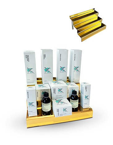 EXPOSITOR DE COSMETICOS ACRILICO EFECTO ESPEJO, USO MOSTRADOR (2)