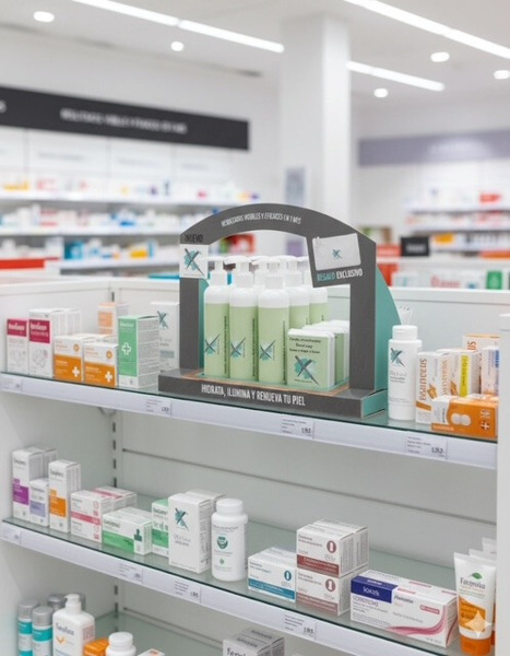 EXPOSITOR DE FARMACIA PRODUCTOS CUIDADO FACIAL (5)