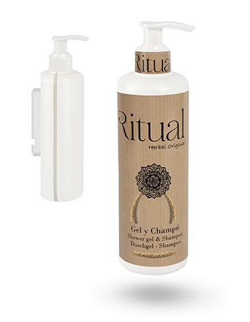 GEL&CHAMPÚ - SOPORTE INVISIBLE ANTIHURTO CON LLAVE (CONTENIDO SOPORTE CON ACCESORIOS Y BOTELLA DISPENSADORA VACIA) (1)