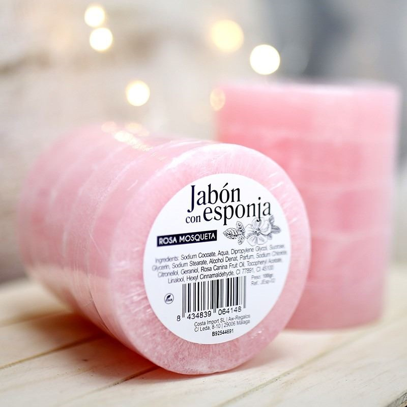 JABON NATURAL CON ESPONJA ROSA MOSQUETA( UNIDAD)
