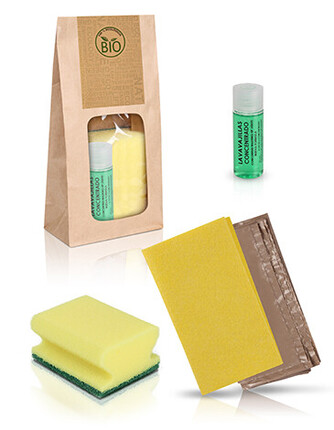 KIT LIMPIEZA APARTAMENTOS(BAYETA,ESTROPAJO, LAVAVAJILLAS Y BOLSA BASURA