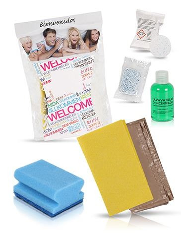 KIT COM FRASCO LAVA PRATOS  75 ML, DOS  SACOS DE  LIXO   , BAEETA, SALVA UNHAS VIDRO , PASTILHA DE LAVA PRATOS  E DE LAVADORA