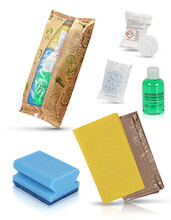 KIT COM FRASCO LAVA PRATOS  75 ML, DOS  SACOS DE  LIXO   , BAEETA, SALVA UNHAS VIDRO , PASTILHA DE LAVA PRATOS  E DE LAVADORA