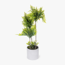 MACETERO BLANCO CON PALMERA VERDE REALISTA Y NATURAL