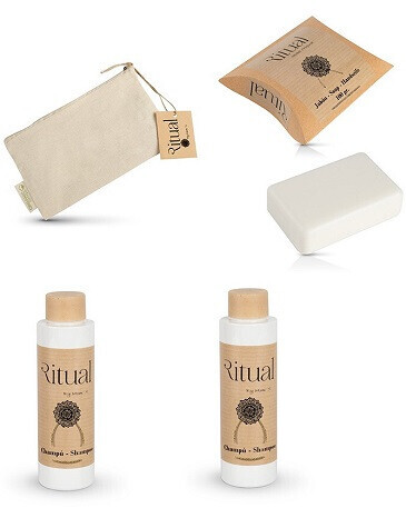 NECESER RITUAL CON BOTELLA DE GEL 100 ML, BOTELLA CHAMPU 100ML Y PASTILLA DE JABON 100 GR. RITUALS
