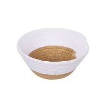 Cesta porta amenities de cuerda  natural y blanco 20x7cm