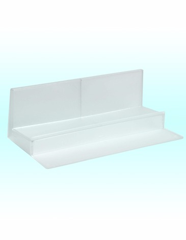BANDEJA EXPOSITORA DE PLASTICO  COLOR TRANSLUCIDO PARA BOTELLAS Y COMPLEMENTOS - 20X10CM (1)
