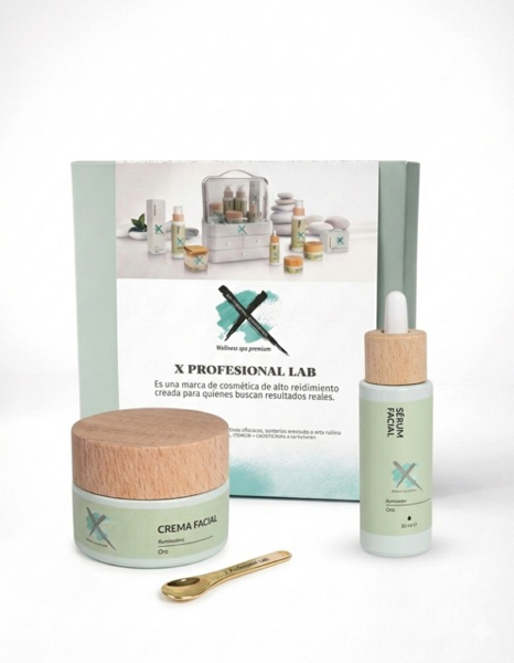 PACK DUO ILUMINADOR SERUM Y CREMA FACIAL ORO.