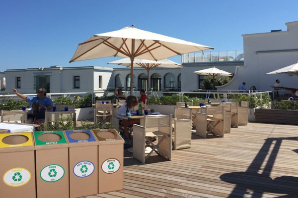 PAPELERA ROBUSTA DE RECICLAJE (PAPEL Y CARTON ) PARA ZONAS COMUNES (100 LITROS ) REGALO 10 BOLSAS AZULES 100 LITROS (2)