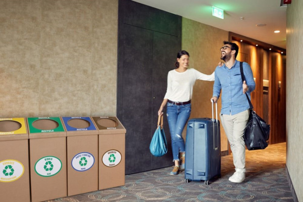 PAPELERA ROBUSTA DE RECICLAJE (PLASTICO ) PARA ZONAS COMUNES (100 LITROS ) REGALO 10 BOLSAS 100 LITROS AMARILLA (3)