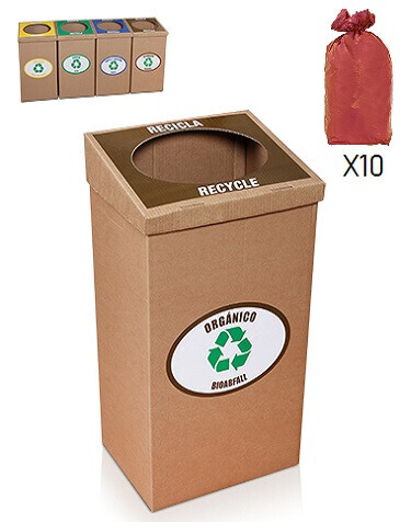 PAPELERA ROBUSTA  DE RECICLAJE (ORGANICO, RESTOS COMIDA, ETC ) PARA ZONAS COMUNES (100 LITROS ) REGALO 10 BOLSAS 100 LITROS