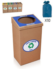 PAPELERA ROBUSTA DE RECICLAJE (PAPEL Y CARTON ) PARA ZONAS COMUNES (100 LITROS ) REGALO 10 BOLSAS AZULES 100 LITROS