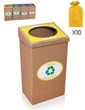 PAPELERA ROBUSTA DE RECICLAJE (PLASTICO ) PARA ZONAS COMUNES (100 LITROS ) REGALO 10 BOLSAS 100 LITROS AMARILLA