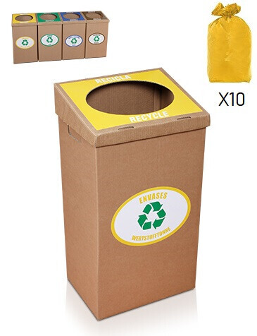PAPELERA ROBUSTA DE RECICLAJE (PLASTICO ) PARA ZONAS COMUNES (100 LITROS ) REGALO 10 BOLSAS 100 LITROS AMARILLA