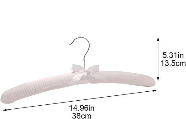 PERCHA FORRADA TELA BLANCA MARFIL 38cm