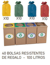 SET 4 PAPELERAS ROBUSTAS DE RECICLAJE ZONAS COMUNES (100 LITROS )