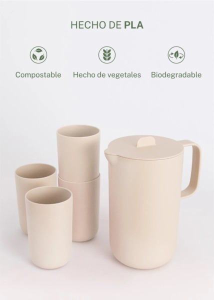 SET 4 VASOS 500ML Y JARRA 2L ALTA CALIDAD IRROMPIBLES