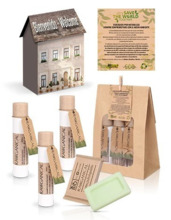 SET HIGIENE RAWGANICAL EN CASA DE CARTON CON BOLSA PAPEL KRAFT