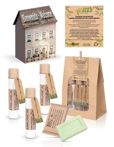 SET HIGIENE RAWGANICAL EN CASA DE CARTON CON BOLSA PAPEL KRAFT
