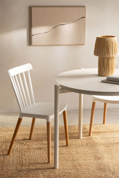 SILLA DE COMEDOR EN MADERA DE HAYA Y PP BLANCO