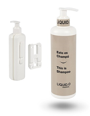 CHAMPU - SOPORTE INVISIBLE ANTIRROBO CON BOTELLA DISPENSADORA VACIA 300ML CHAMPU (3)
