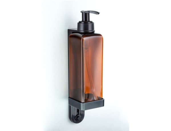 SOPORTE PARED CUADRADO NEGRO PARA BOTELLA THINK GREEN CON LA TORNILLERIA (SOLO SOPORTE). (1)