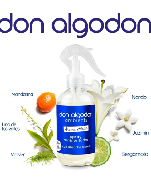 SPRAY PERFUMADOR PARA AMBIENTE Y TEJIDOS 250ML AROMA DON ALGODON (1)