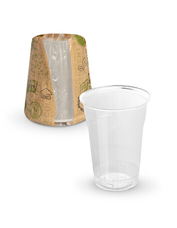 VASO 250CC EFECTO CRISTAL 100% COMPOSTABLE HIGIENICAMENTE EMBOLSADO INDIVIDUALMENTE EN FILM 100% BIO.